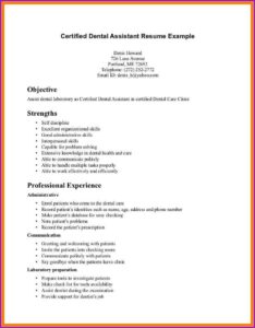 Resume For Dental Assistant Entry Level