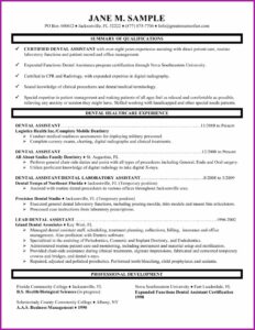 Resume For Dental Assistant Internship