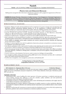 Resume Format For Assistant Manager Production