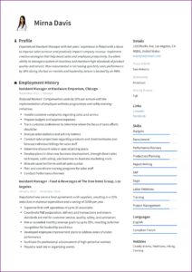 Resume Format For Assistant Manager Quality