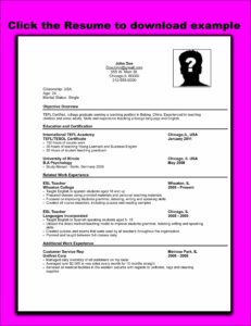 Resume Format For Teacher Job Free Download