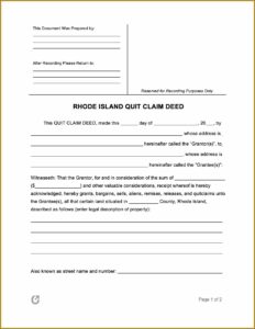 Rhode Island Quit Claim Deed Form
