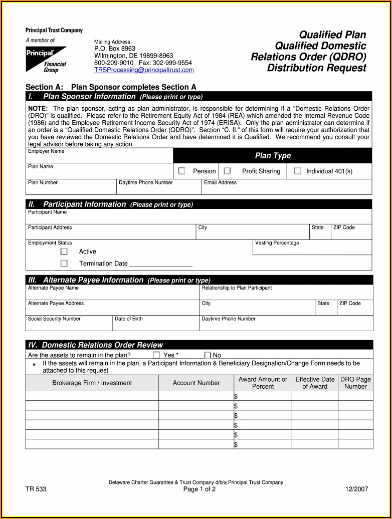 Sample Military Qdro Form