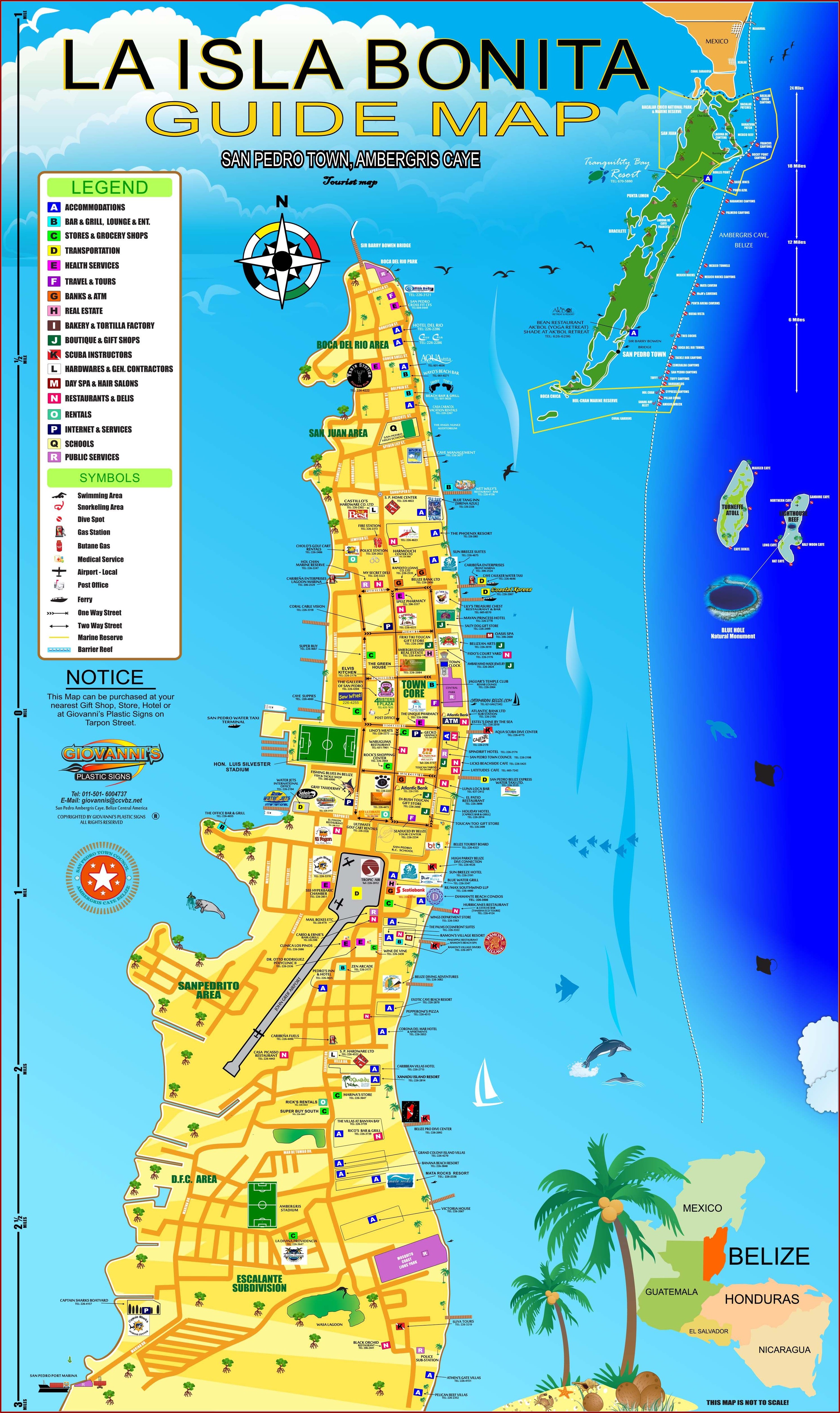 San Pedro Belize Resorts Map