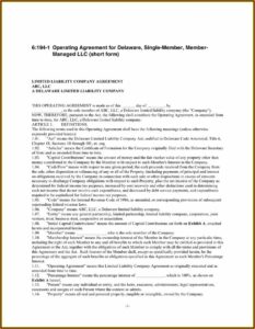 Short Form Operating Agreement For Member Managed Llc