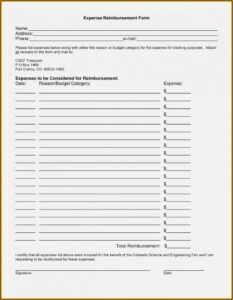 Simple Expense Reimbursement Form Excel