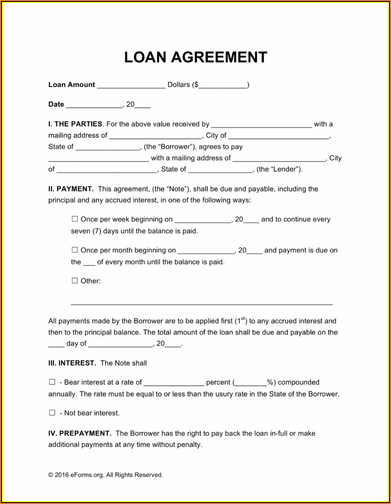 Simple Loan Agreement Format India