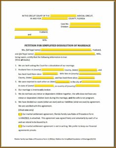 Simplified Divorce Forms In Florida