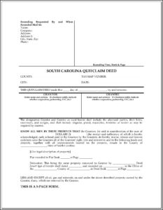 South Carolina Quitclaim Deed Form