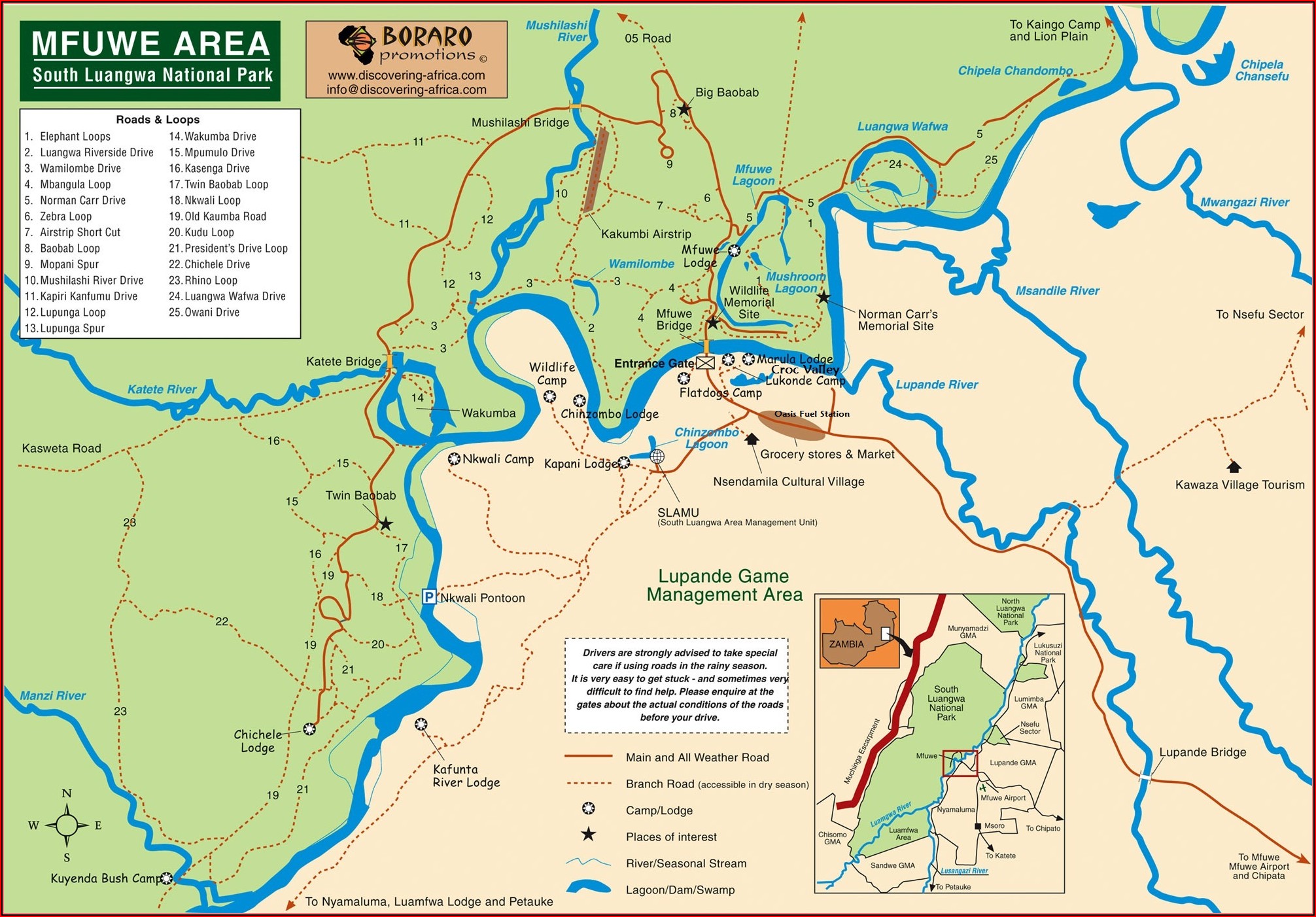 South Luangwa National Park Lodges Map