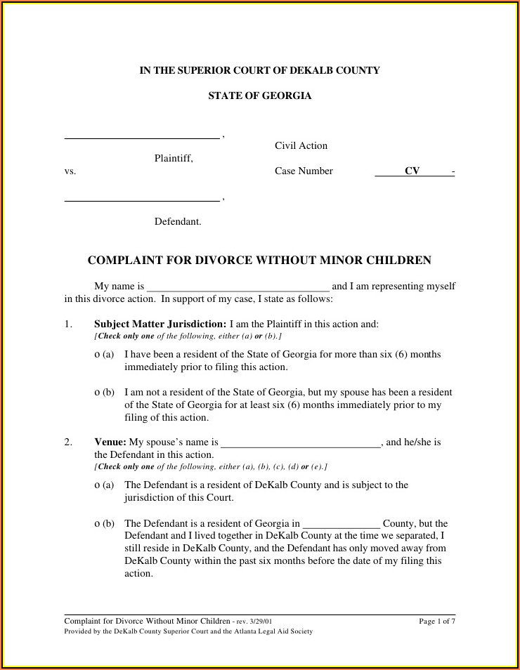 State Of Georgia Free Legal Forms