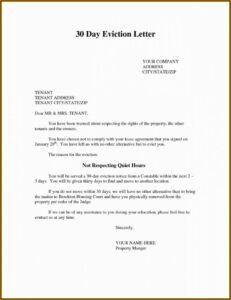 Tenant Eviction Notice Example