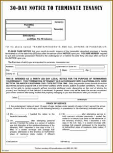 Tenant Eviction Notice Form California