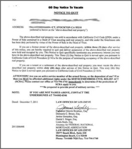 Tenant Eviction Notice Sample