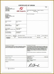 Ups Certificate Of Origin Blank Form