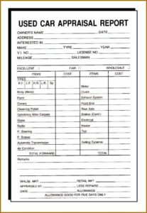 Vehicle Appraisal Form