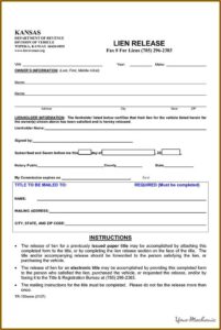Vehicle Lien Release Form Florida