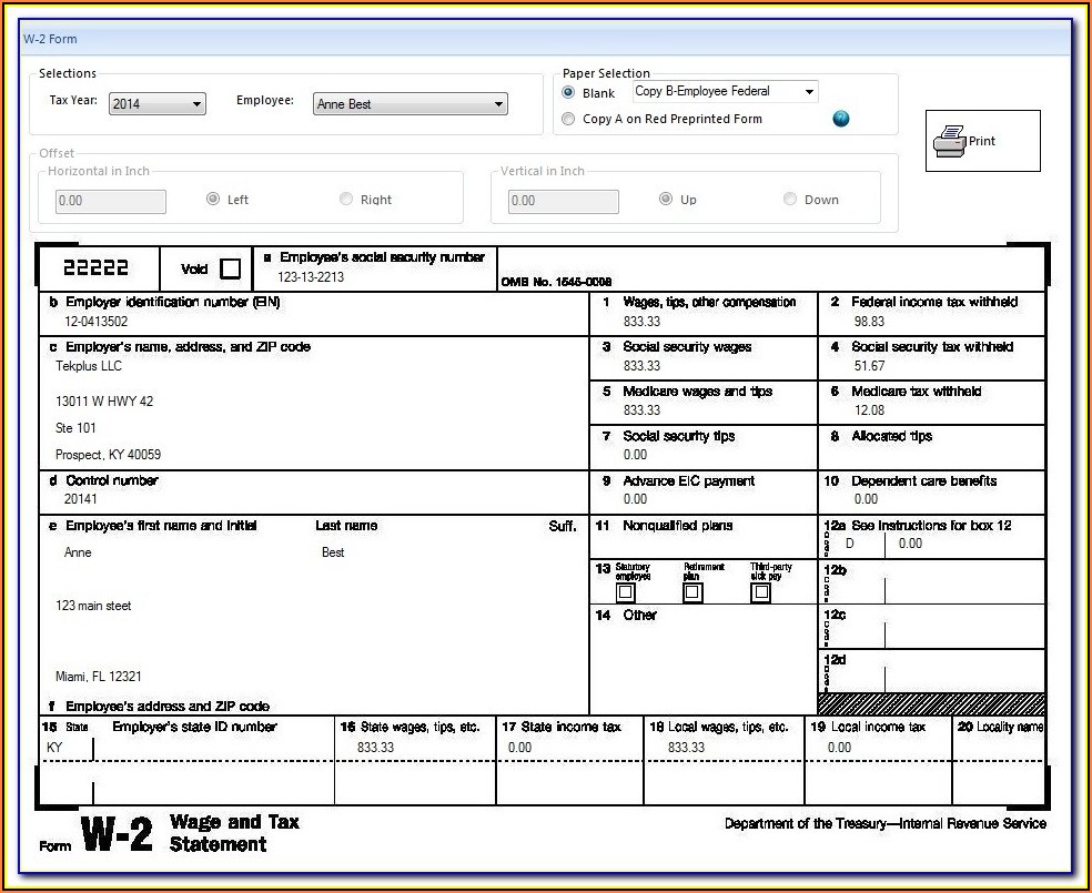 W2 Form Walmart Employee