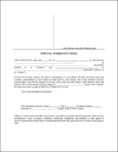 West Virginia Warranty Deed Form
