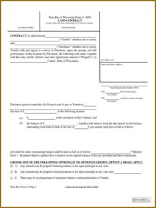 Wisconsin Land Contract Form 11 2003