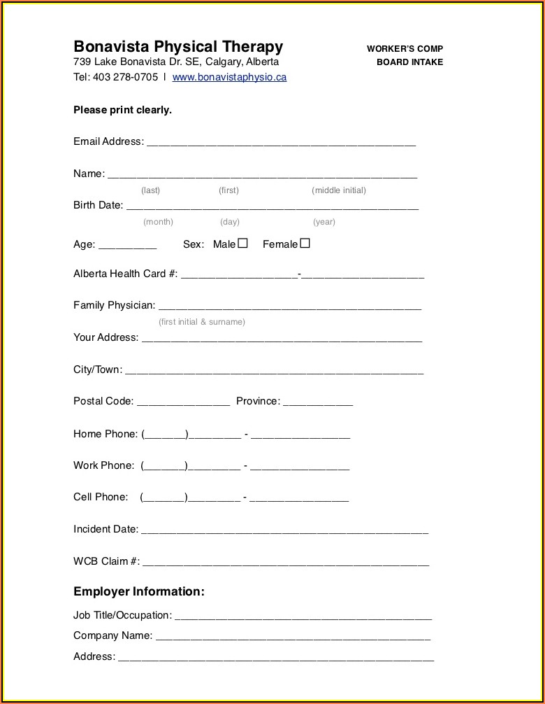 Workers Comp Intake Form