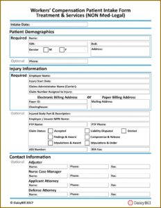 Workers Compensation Patient Intake Form
