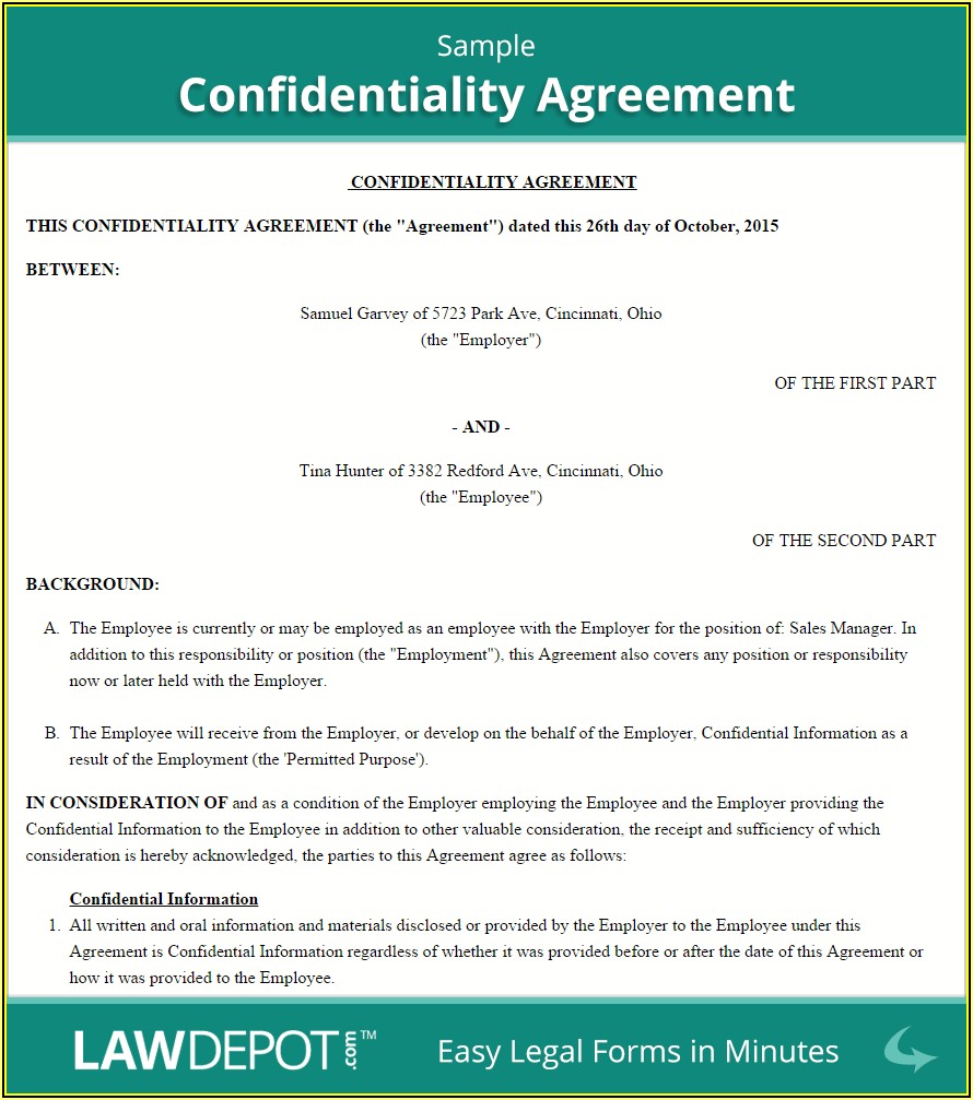 Employee Non Disclosure Agreement Template