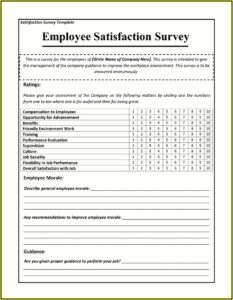 Employee Satisfaction Survey Questionnaire Pdf