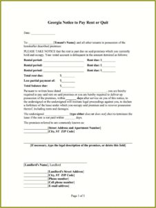 Eviction Notice Template Georgia