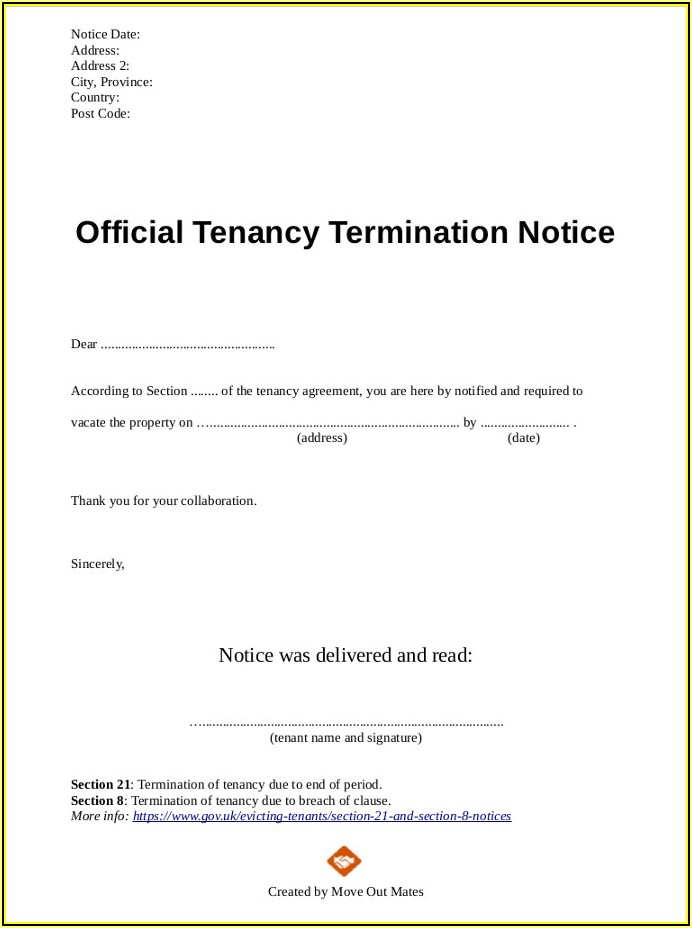 Eviction Notice Template Word Uk