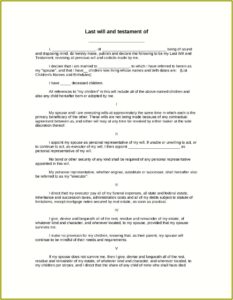 Examples Of Last Wills And Testaments Templates