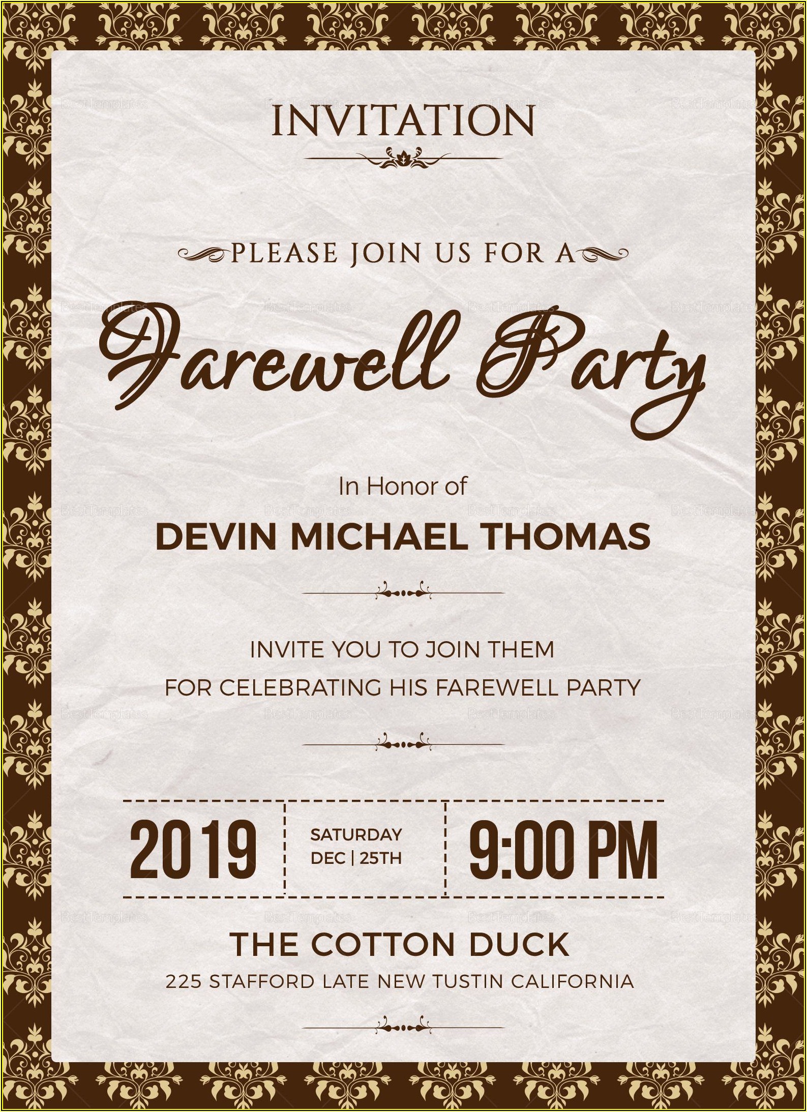 Farewell Party Invitation Template Free Word