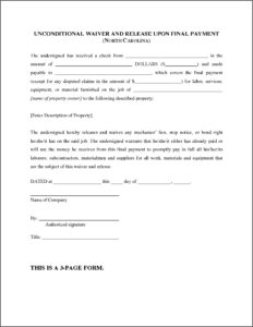 Final Lien Waiver Form Free