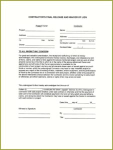 Final Lien Waiver Form New York