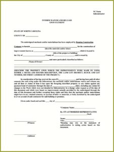 Final Lien Waiver Form North Carolina