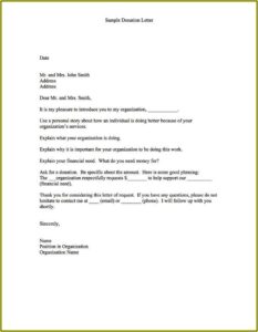 Form Letter For Nonprofit Donations