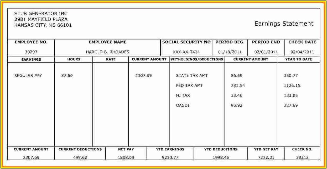 Free 1099 Pay Stub Template Pdf