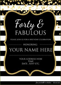 Free 40th Birthday Invitation Templates