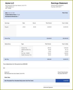 Free Adp Pay Stub Template With Calculator