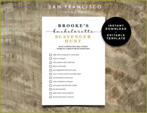 Free Bachelorette Party Scavenger Hunt Template