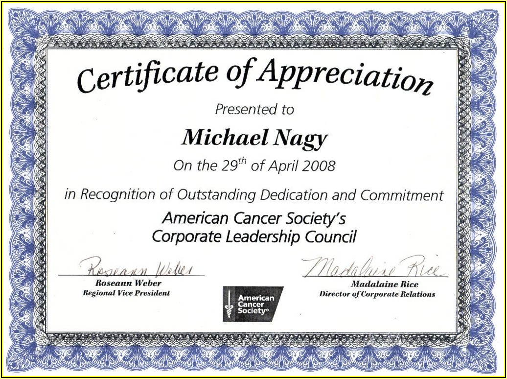 Free Certificates Of Appreciation Templates For Word