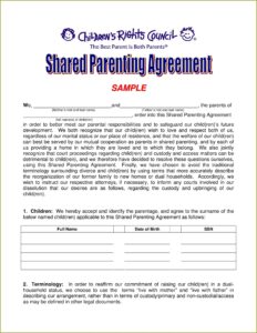 Free Child Visitation Agreement Template
