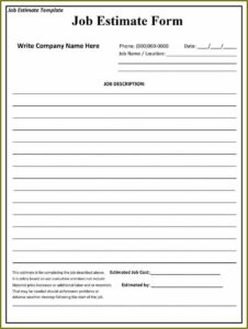 Free Construction Estimate Template Word