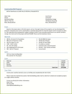 Free Construction Proposal Template