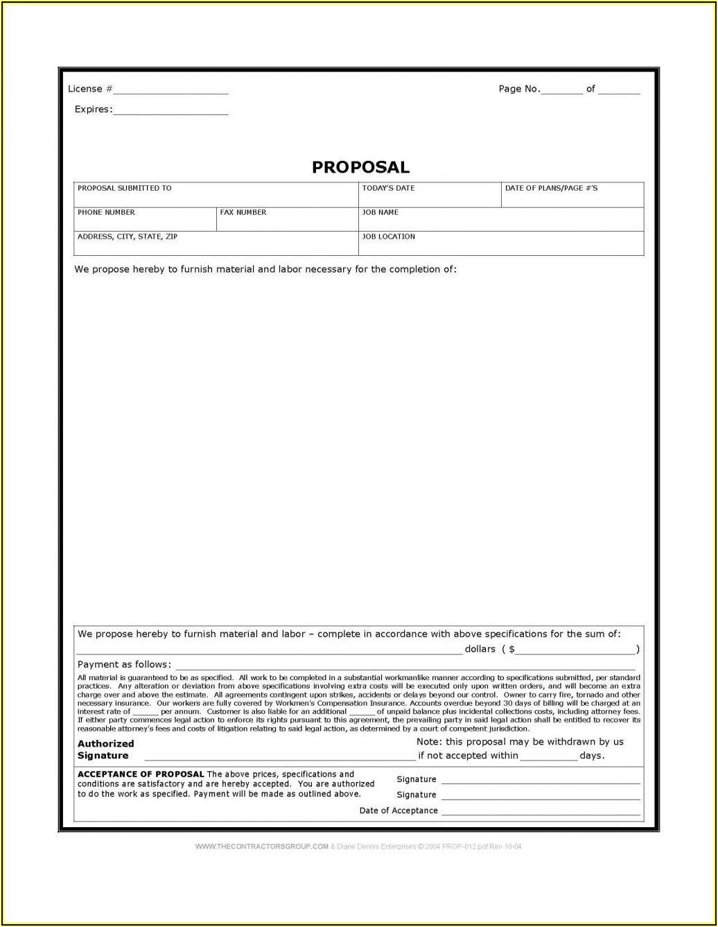 Free Construction Proposal Template Word