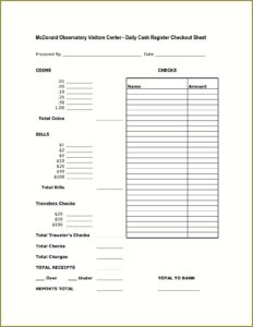 Free Daily Cash Register Balance Sheet Template
