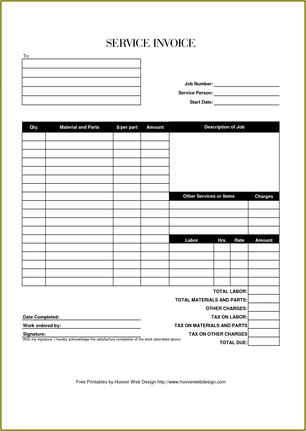 Free Downloadable Invoice Template Excel