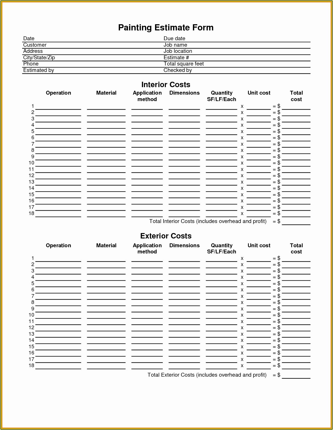 Cleaning Estimate Template Word Template 1 Resume Examples a6YnZ3PYBg
