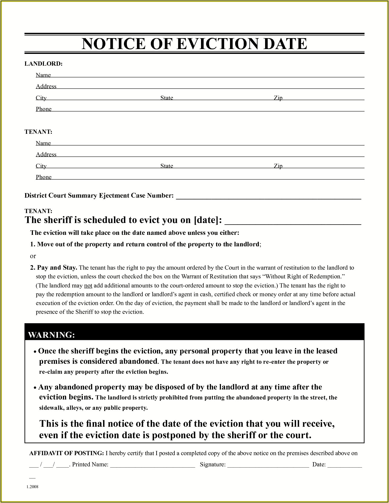 Free Eviction Paperwork
