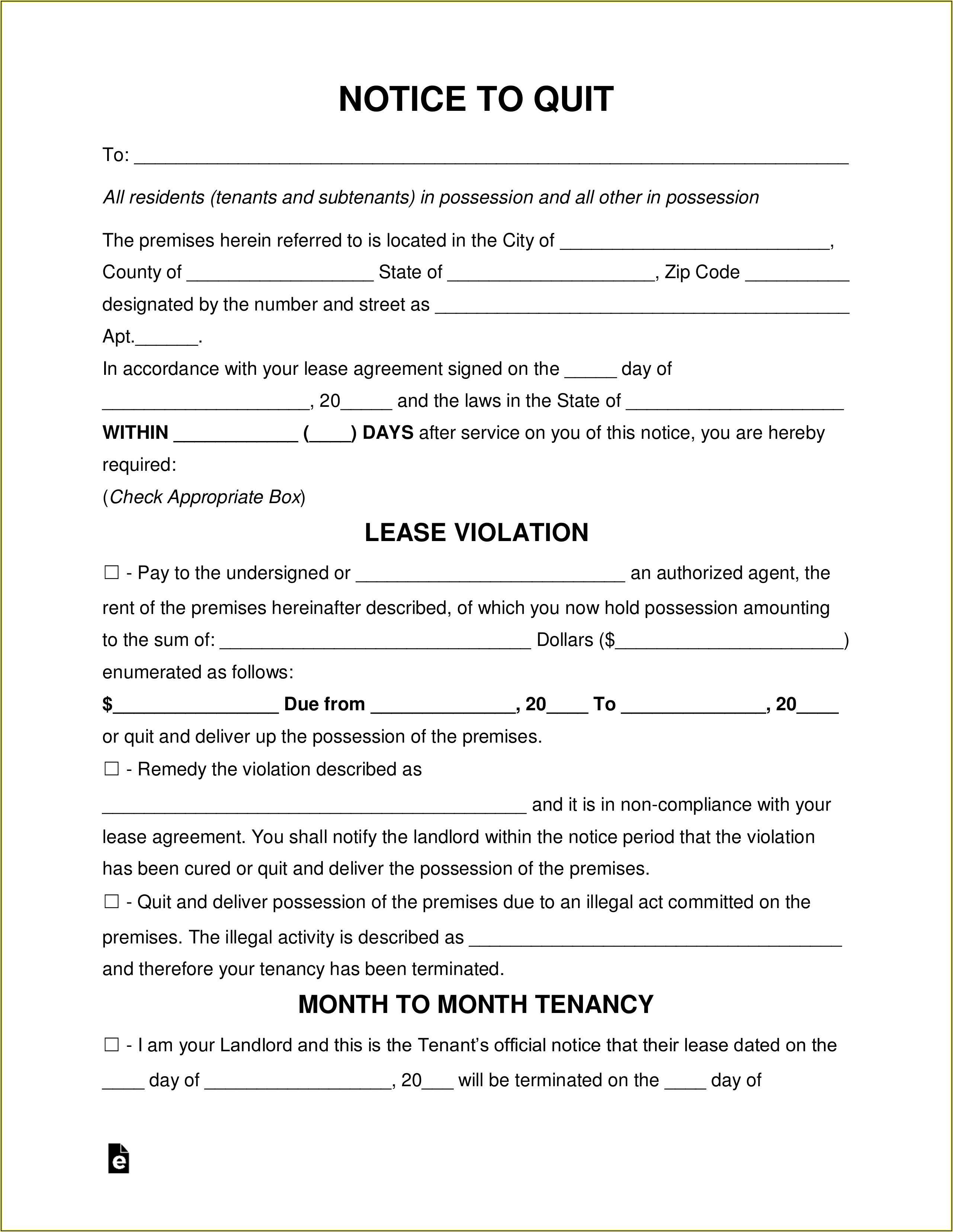 Free Eviction Template Notice